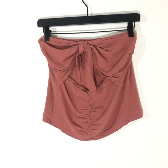 Free People Bow Wow Tube Top Dusty Rose Pink Large - Picture 2 of 4